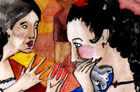 Ilustración de dos mujeres charlando.