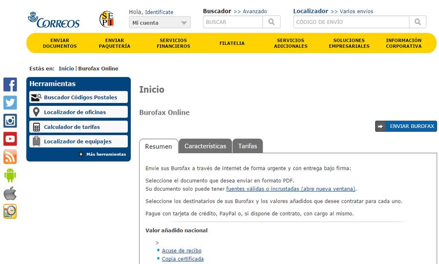 Formulario escaneado propiedad de la Sociedad Estatal Correos y Telégrafos, S.A.