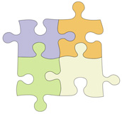 Imagen de varias piezas unidas en un puzzle.