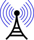 Una torre de radiofrecuencias con ondas azules.
