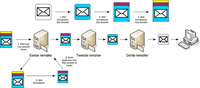 Elementos del correo electrónico unidos con flechas.