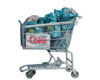 Carrito de supermercado cargado de bolsas de productos en su interior.
