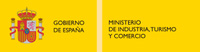 Logotipo en amarillo donde aparece en la parte izquierda las palabras “Gobierno de España” y en la parte derecha “Ministerio de Industria, Turismo y Comercio”.