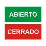 Son dos rectángulos superpuestos, el de arriba en verde pone abierto y el de abajo en rojo pone cerrado.