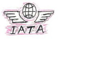 Dibujo propio IATA. Dos alas con una bola del mundo y debajo las letras IATA.