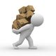 Muñeco en 3D portando cajas, simboliza el trabajo.