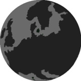 Internacional. Bola de la tierra en negro y gris.