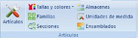 Configuración almacén factusol. Barra de botones de configuración de almacén.