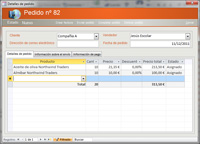 Pantalla de Access con pedidos en base de datos Neptuno.