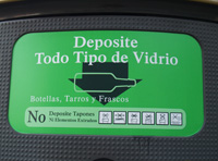 Reciclado. Etiqueta de reciclado de vidrio.