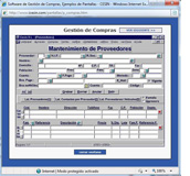 Pequeño ejemplo de uso de una aplicación de gestión de compras, en la que se observa un formulario para introducir los datos de los proveedores.