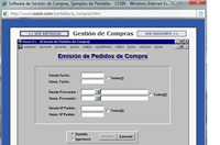 Pequeño ejemplo de uso de una aplicación de gestión de compras, en la que se observa un formulario para introducir los datos de la emisión de pedidos.