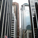 Varios rascacielos en el distrito financiero de New York.
