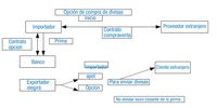 Opción de compra de divisas. Opción de venta de divisas. Al inicio se contrata la opción, se paga la prima y se va generando el lucro cesante de la prima. A final se elegirá la opción de compra si es más favorable que el cambio de contado para pagarle al proveedor extranjero.
