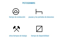 Diferentes pictogramas de las actividades que recoge un tacógrafo: conducción, descanso, otras actividades y disponibilidad.