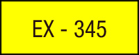 Rectángulo de color amarillo en el que está escrito las letras EX, un guión y el número y 345.