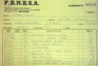 Documento albarán en el que se ven anotados los datos de un pedido.