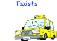 Dibujo de medio de un taxi en color amarillo.