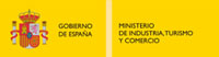 Logotipo en amarillo donde aparece en la parte izquierda las palabras “Gobierno de España” y en al parte derecha “Ministerio de Industria, Turismo y Comercio”.