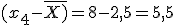 x minúscula sub 3 menos la media de X es igual a 1 menos 2,5, que es igual a -1,5 parte 2.