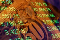 Commerce. Números y billete de fondo.