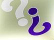 Dos signos de interrogación, uno celeste y otro azul.