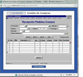 Pequeño ejemplo de uso de una aplicación de Pequeño ejemplo de uso de una aplicación de gestión de compras, en la que se observa un formulario para introducir los datos de recepción de pedidos de compra.