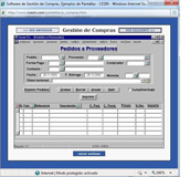 Pequeño ejemplo de uso de una aplicación de gestión de compras, en la que se observa un formulario para introducir los datos de pedidos a proveedores.