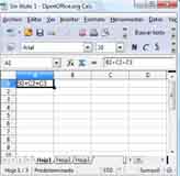 Pequeño ejemplo de uso de fórmula en la hoja. de cálculo de OpenOffice.org Calc.