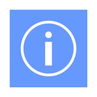Símbolo de información. Ilustración que muestra el símbolo de información. La imagen está compuesta por una i minúscula de color blanco, rodeada de un círculo también de color blanco, sobre un fondo azul claro.