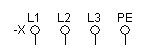 Esquema de bornes de potencia.