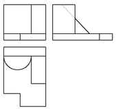 Representación de las correspondientes vistas de la figura de ejemplo.