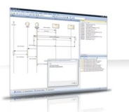 En la imagen pueden verse una captura de pantalla deformada para simular una perspectiva de un software de simulación eléctrica.