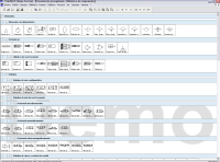 En la imagen puede verse el entorno de trabajo de la versión demostración del software FluidSIM Pneumatics de FESTO: barra de menús y área principal de pantalla, donde aparecen las distintas categorías de símbolos neumáticos que emplea el paquete software: neumática, elementos de alimentación, actuadores, válvulas, etc.