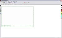 La imagen muestra el entorno de trabajo del software informático CADe_SIMU. En la misma se observa el área principal de trabajo, con el recuadro destinado al esquema, así como las barras de menús características de cualquier programa con entorno gráfico de usuario, y las barras de herramientas del mismo.