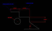 En la figura se muestran los 3 tipos de cotas que es posible realizar con programas de DAO: cotas lineales, radiales y angulares, a través de un ejemplo sencillo.