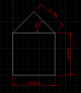 Imagen con dibujo simple acotado, que representa una fachada de una casa.