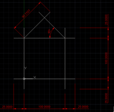 Imagen con dibujo simple acotado, que representa una fachada de una casa a la que es necesario realizar una serie de modificaciones.