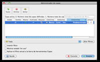 La imagen muestra la ventana de creación y edición de capas del software DraftSight, donde se pueden ver la mayoría de elementos de esta ventana: nombre de capa, activación, color, tipo de línea, etc.