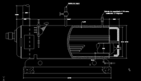 En la imagen se ve el esquema de una caldera en perfil, con anotaciones y acotaciones.