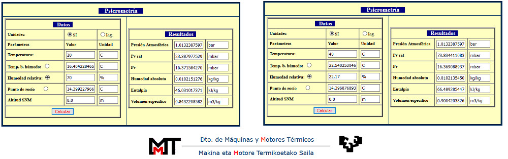 Programa online de cálculos psicrométricos