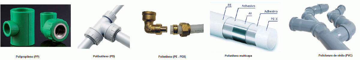 Tubos de diferentes materiales plásticos