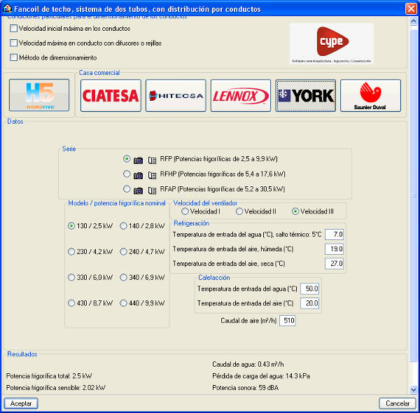 Ejemplo de programa de configuración de instalación con fancoils