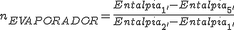 Rendimiento evaporador es igual a diferencia de entalpías puntos del gráfico 1´y 5´dividida por diferencia de entalpías puntos 2´y 1´.