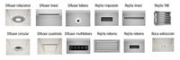 Imagen con diferentes tipos de rejillas y difusores de aire.