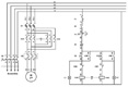 Esquema de control mediante lógica cableada de inversor de giro de motor trifásico.