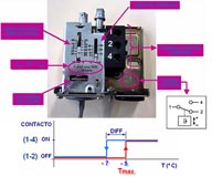 Imagen explicativa de termostato diferencial mecánico para instalación frigorífica. 