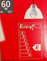 Imagen de etiqueta energética de lámpara de 60 W.