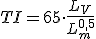 La pérdida de visión utilizando el criterio de umbral (TI) expresado en tanto por ciento es igual al producto de sesenta y cinco por el nivel de luminancia del velo equivalente y dividido por el nivel de luminancia media de la calzada elevado a 0,5.