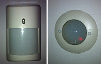 Imagen en la que aparecen dos tipos de detector de presencia comerciales.